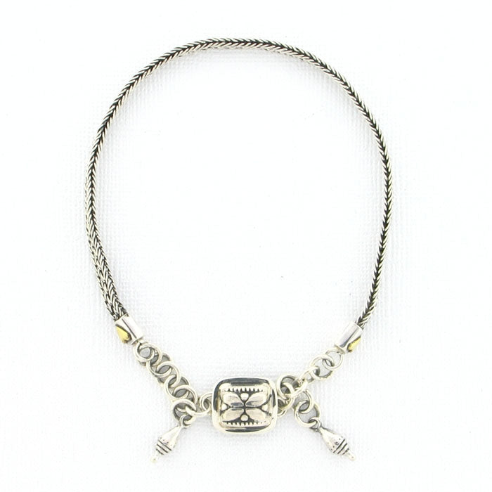 AK28 Tabra Connector Anklet Chain-Silver with Bronze Heart