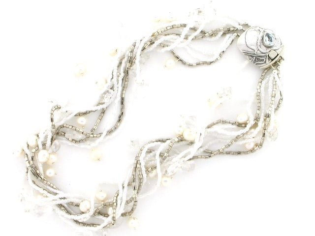 Tabra Bali Beaded White Pearl Necklace