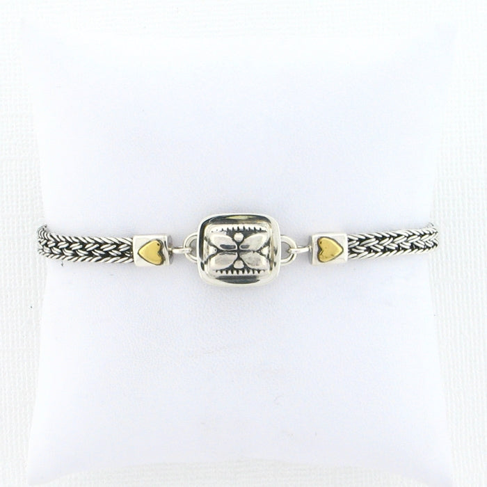 Tabra Connector Bracelet Chain- Silver with Bronze Heart CBR40