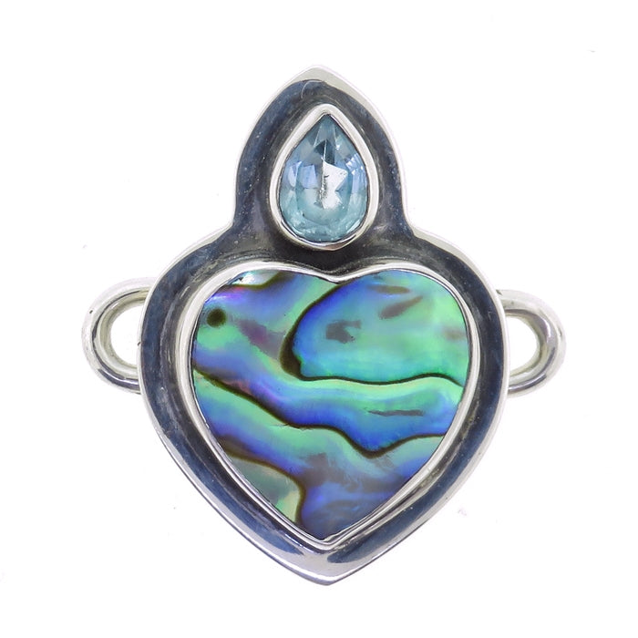 Tabra Paua Shell Heart & Blue Topaz Charm