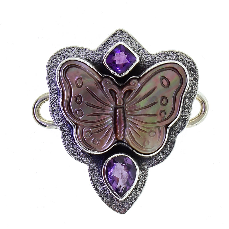 Tabra Amethyst & Black Mother of Pearl Butterfly Charm