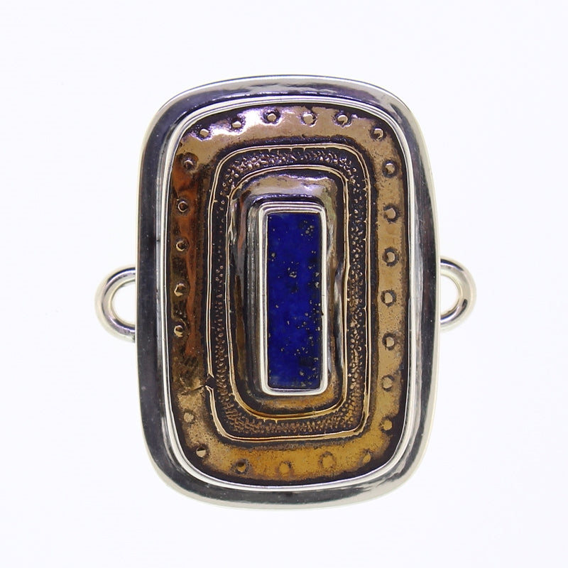 Tabra Bronze Emboss Lapis Lazuli Charm