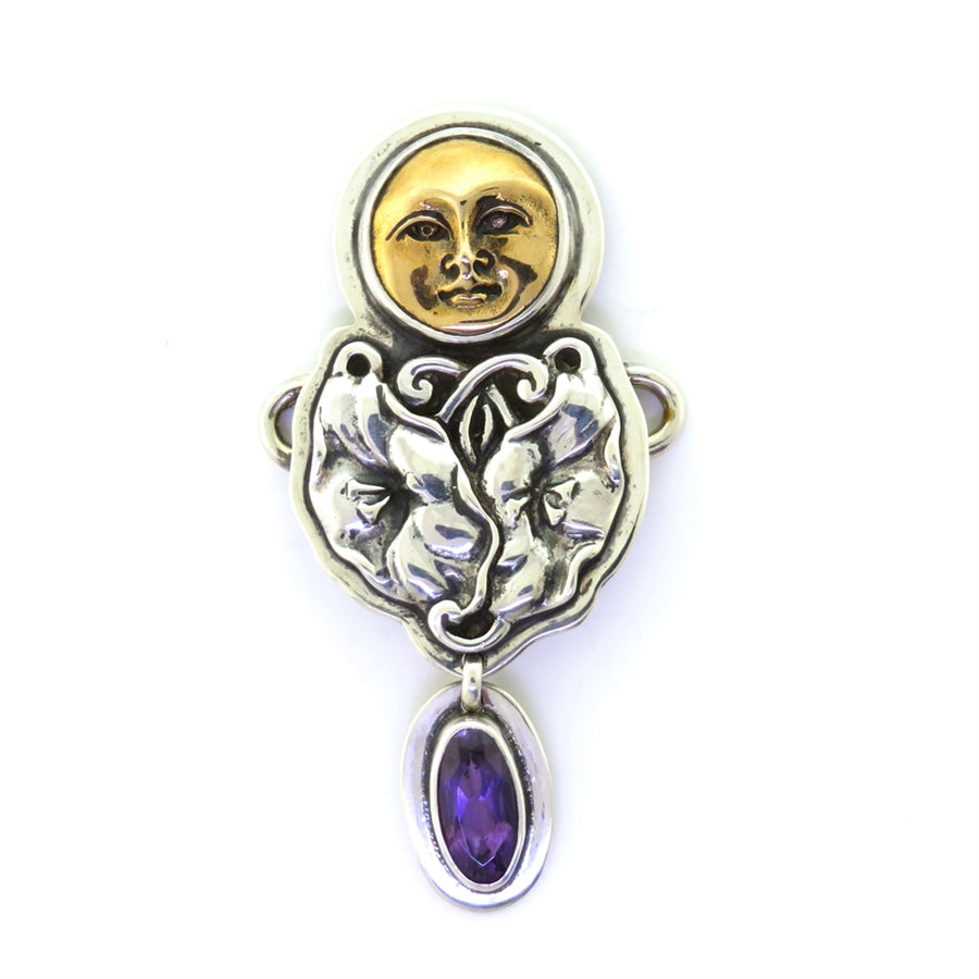 Tabra Floral Silver Casting & Amethyst Necklace Charm