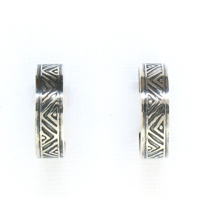 Tabra Silver Ethnic Hoops on Posts GH302
