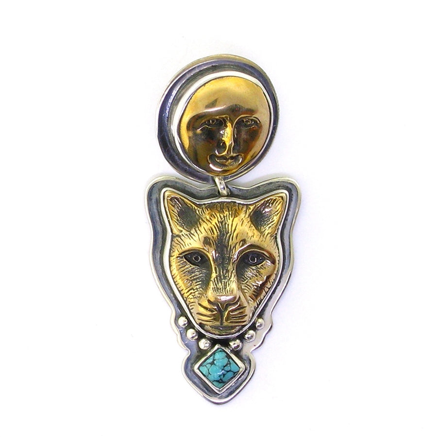 Tabra Bronze Jaguar Moon Goddess Pendant