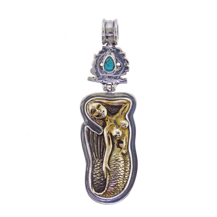 Tabra Bronze Mermaid Turquoise Pendant