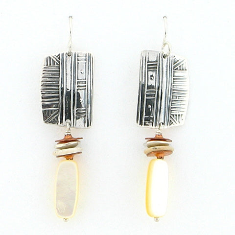 Tabra Sterling Silver Mother of Pearl Earrings on Wires