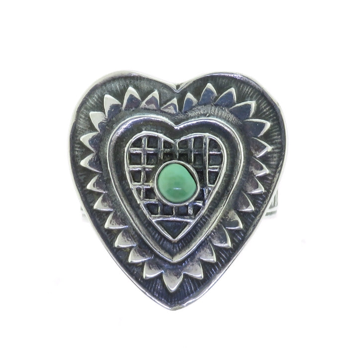 Tabra Silver Heart Emboss Ring  with Turquoise