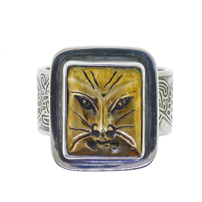 Tabra Bronze Cat Face Ring