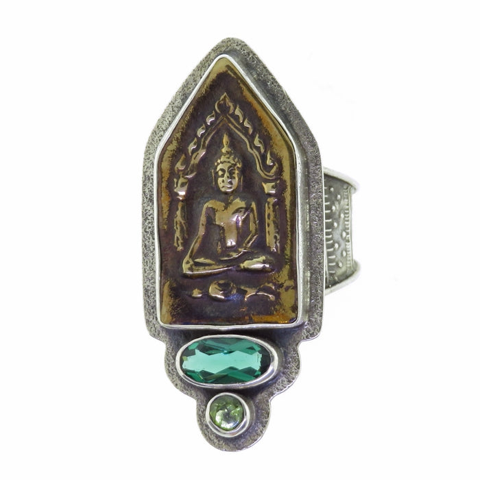 Tabra Bronze Buddha Green Quartz Peridot Ring