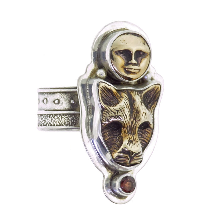 Tabra Bronze Moonface and Jaguar Ring