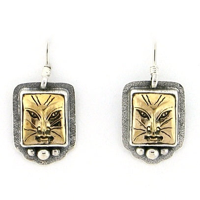Tabra Bronze Cat Face Earrings  in Sterling Silver