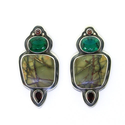 Tabra Green Quartz & Jasper Earrings One-of A-Kinds TE035