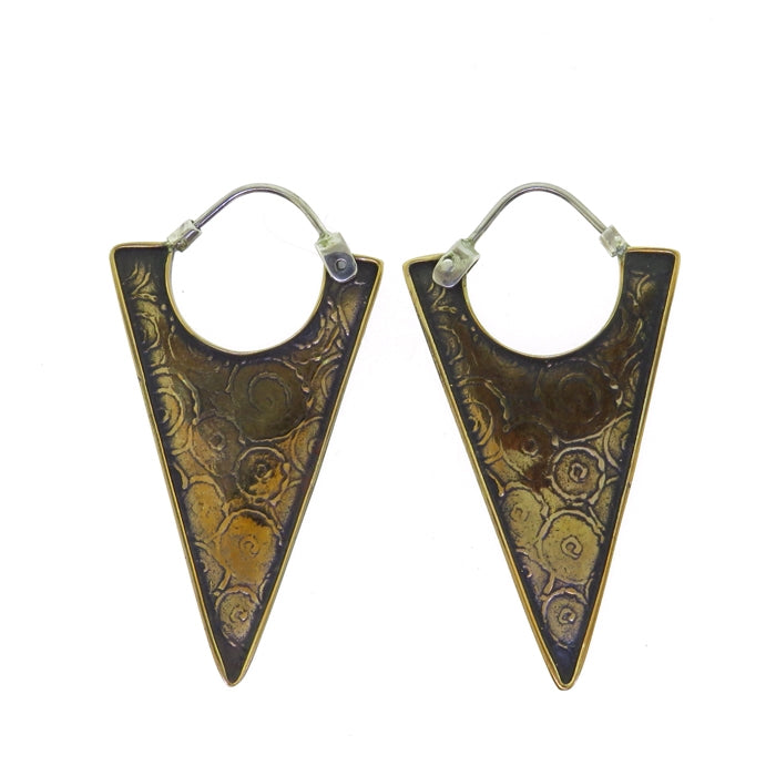Tabra Bronze Swirl Triangle Hoop Earrings