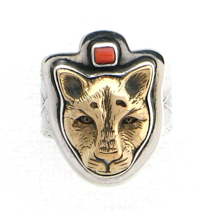 Tabra Bronze Jaguar with Coral Ring